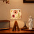 Dried Flowers Tripod Table Lamp 14.96in, 9W LED 3-Color Cute Bedside Lamp with Flowers Linen Lampshade for Nursery, Bedroom, Kid Room, Living Room, Light Brown Wooden Base