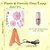 Dried Flowers Tripod Table Lamp 14.96in, 9W LED 3-Color Cute Bedside Lamp with Flowers Linen Lampshade for Nursery, Bedroom, Kid Room, Living Room, Light Brown Wooden Base