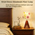 Dried Flowers Tripod Table Lamp 14.17in, 9W LED 3-Color Cute Bedside Lamp with Flowers Linen Lampshade for Nursery, Bedroom, Kid Room, Living Room, Light Brown Wooden Base