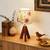 Dried Flowers Tripod Table Lamp 14.17in, 9W LED 3-Color Cute Bedside Lamp with Flowers Linen Lampshade for Nursery, Bedroom, Kid Room, Living Room, Light Brown Wooden Base
