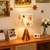 Dried Flowers Tripod Table Lamp 14.96in, 9W LED Dimmable Cute Bedside Lamp with Flowers Linen Lampshade for Nursery, Bedroom, Kid Room, Living Room, Light Brown Wooden Base