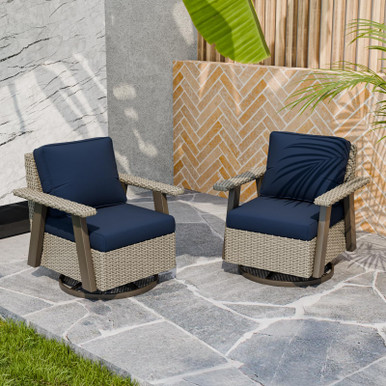 Rustic Rocking Chair Side View Rustic Hideaway Outdoor Swivel Rocker Patio Chairs Set of 2, Wicker ...