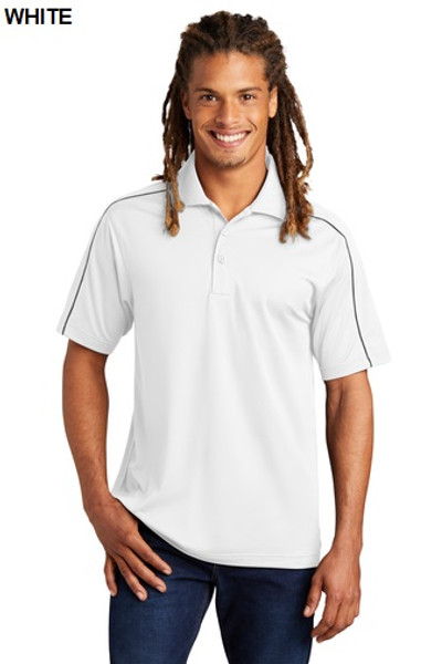 Piping on the shoulders and back give this moisture-wicking, snag-resistant polo sporty contrast.

3.8-ounce, 100% polyester tricot
Flat knit collar with tipping
Taped neck
Tag-free label
3-button placket with dyed-to-match buttons
Set-in, open hem sleeves
Piping at front and back shoulders and sleeves