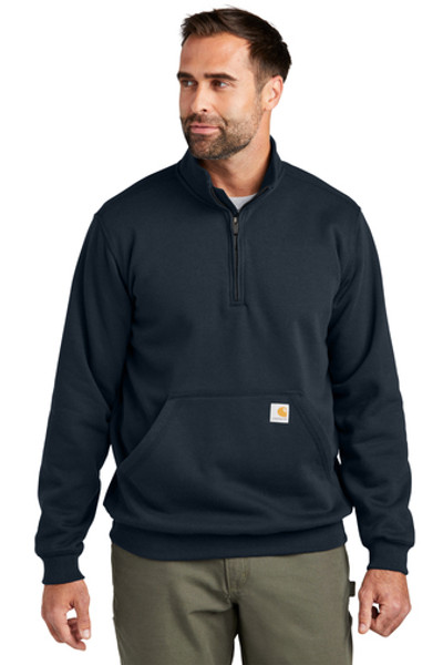 From job sites to weekend errands, this layerable 1/4-zip offers easy-wearing warmth and undeniable Carhartt versatility.

• 10.5-ounce, 50/50 cotton/poly blend
• 70/30 cotton/poly blend (Heather Grey)
• Mock neck collar
• 1/4-zipper with storm flap
• Front hand warmer pocket
• Stretchable, spandex-reinforced, rib knit cuffs and waistband
• Carhartt-strong, triple-stitched main seams for added durability
• Carhartt label sewn on left handwarmer pocket
• Loose fit