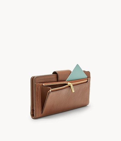 Logan RFID Tab Clutch Wallet, Brown