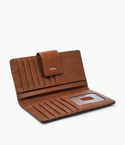 Logan RFID Tab Clutch Wallet, Brown
