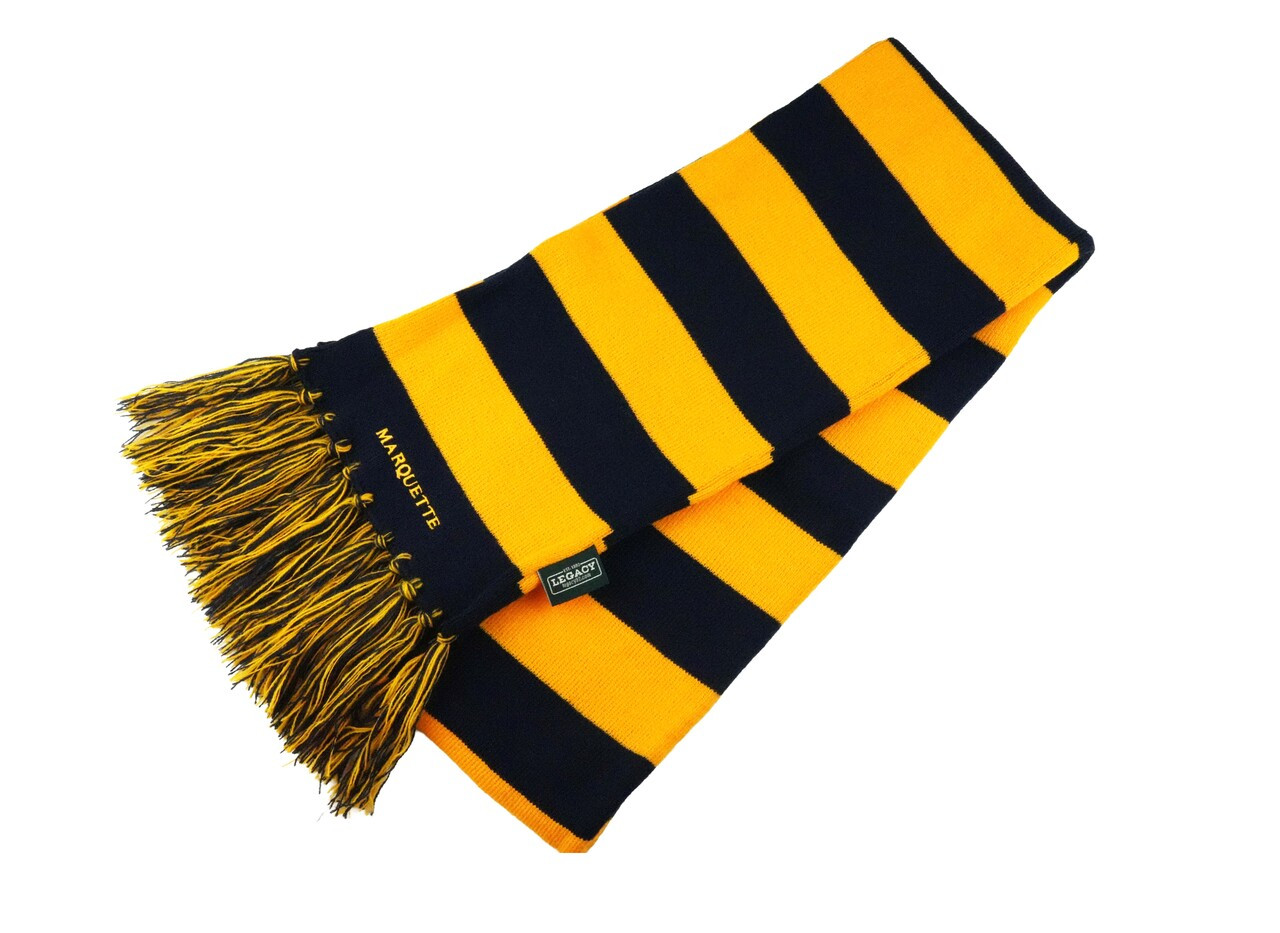 L2 Rugby Stripe Wide Scarf Navy/Gold - MARQUETTE UNIVERSITY SPIRIT