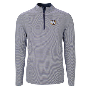 Marquette Virtue Eco Micro Stripe Quarter Zip Navy Marquette Virtue Eco Micro Stripe Quarter Zip Navy