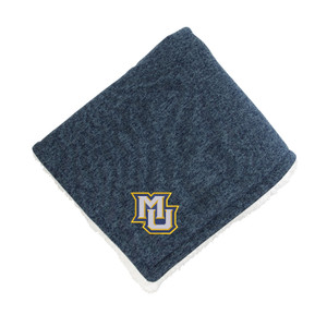 MCM Sherpa Backed Heather Blanket Navy