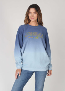 Chicka-d Women's Corded Dip Dye Crew Sweatshirt - Artic Blue