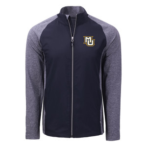 Cutter & Buck Men's Adapt Eco Knit Hybrid Recycled Tall Full-Zip Jacket - Navy Blue Heather/Navy Blue Cutter & Buck Men's Adapt Eco Knit Hybrid Recycled Tall Full-Zip Jacket - Navy Blue Heather/Navy Blue
