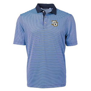Virtue Eco Pique Micro Stripe Recycled Mens Polo - Atlas/Navy