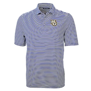 Virtue Eco Pique Stripe Recycled Mens Polo - Tour Blue