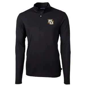 Virtue Eco Pique Recycled Quarter Zip Mens Pullover - Black