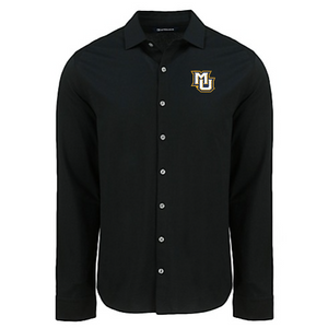 Advantage Tri-Blend Eco Soft Pique Long Sleeve Button Down - Black