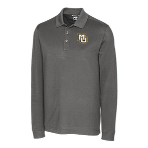 Advantage Eco Tri-Blend Pique Mens Long Sleeve Polo - Elemental Grey