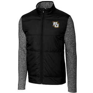 Stealth Hybrid Quilted Mens Full Zip Windbreaker Jacket - Black