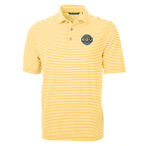 RGV Cutter & Buck Men's Virtue Eco Pique Stripe Recycled Polo - College Gold RGV Cutter & Buck Men's Virtue Eco Pique Stripe Recycled Polo - College Gold