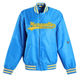 Hype & Vice Retro Satin Varsity Jacket Blue
