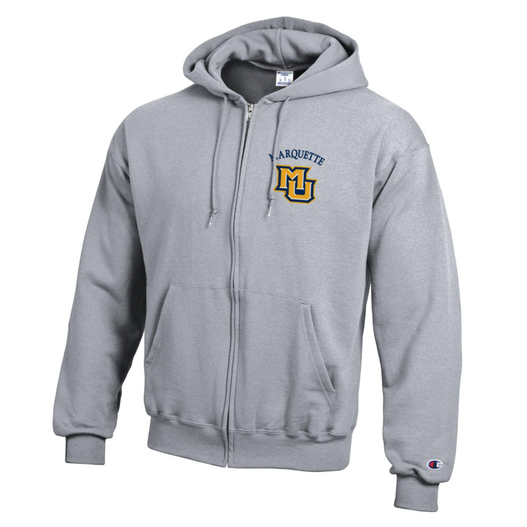 Champion Marquette/MU Full Zip Hooded Sweatshirt - Grey