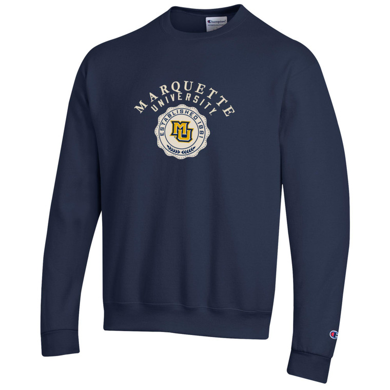 Champion Embroidered Marq/Univ/Seal Crew Sweatshirt - Navy