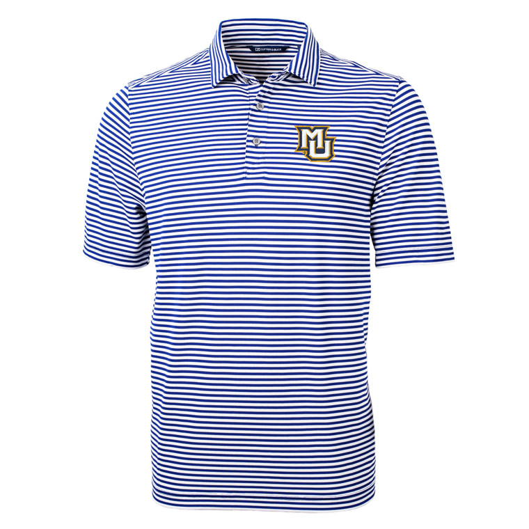 Virtue Eco Pique Stripe Recycled Mens Big & Tall Polo Tour Blue