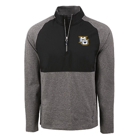 Adapt Eco Knit Hybrid Recycled Mens Quarter Zip - Black Heather/Black