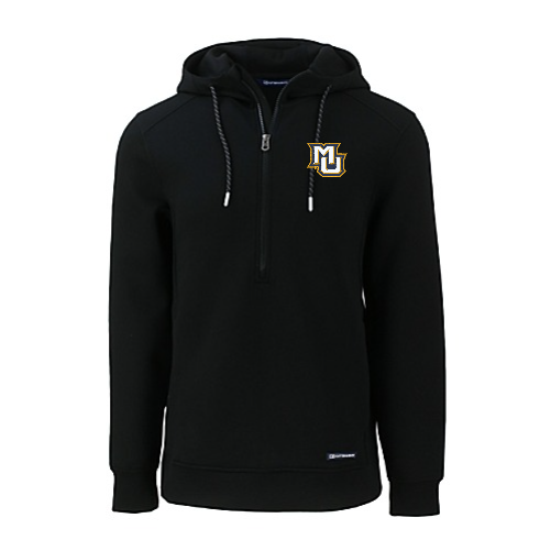 Roam Eco Recycled Half Zip Mens Hooded Pullover - Black