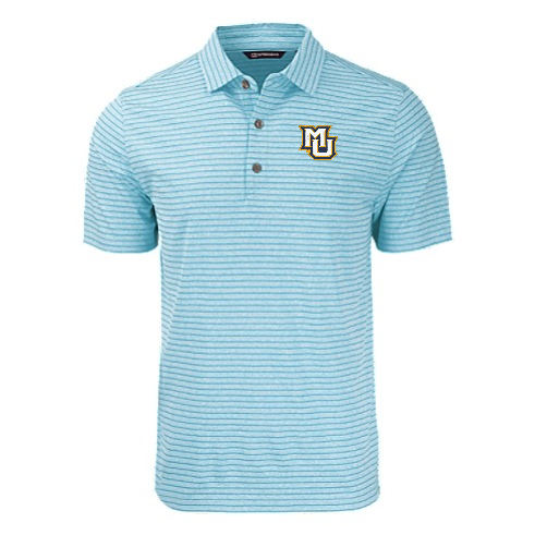 Forge Eco Heather Stripe Stretch Recycled Mens Polo - Atlas