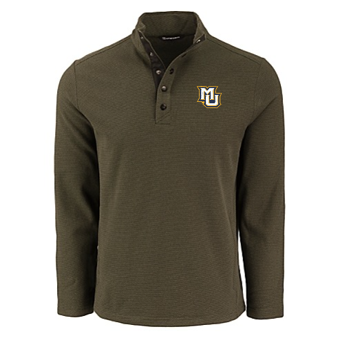 Hunts Point Eco Textured Fleece Recycled Mens Snap Pullover - Poplar