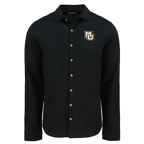 Advantage Tri-Blend Eco Soft Pique Long Sleeve Button Down - Black