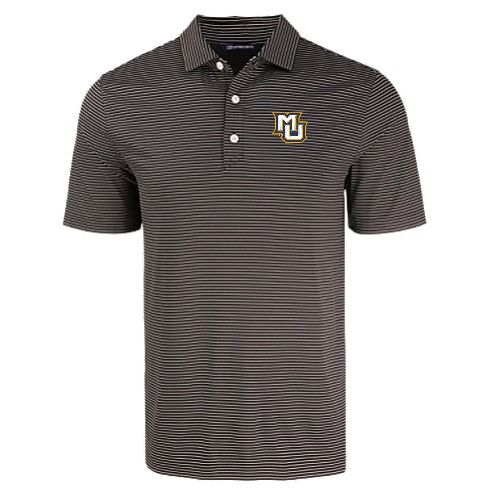 Forge Eco Fine Line Stripe Stretch Recycled Mens Polo - Black