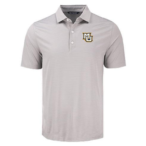 Forge Eco Fine Line Stripe Stretch Recycled Mens Polo - Polished Whte