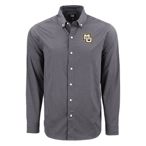 Skyline Eco Gingham Mens Long Sleeve Dress Shirt - Black/Elemental Grey