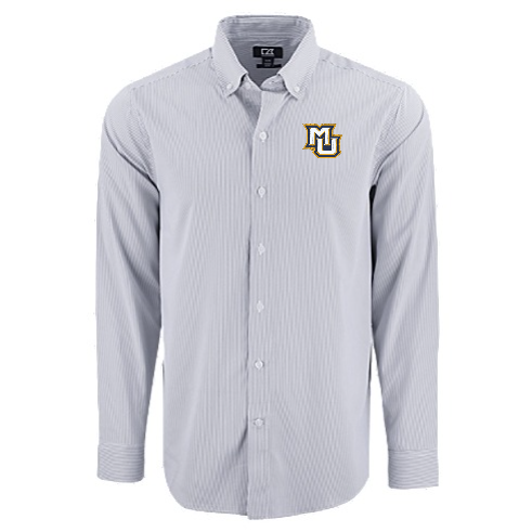 Skyline Eco Pinstripe Mens Long Sleeve Dress Shirt - Elemental Grey/White
