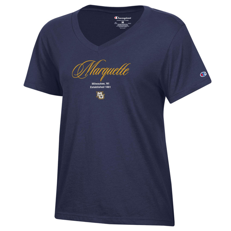 Champion Women's Core V- Neck Tee Navy