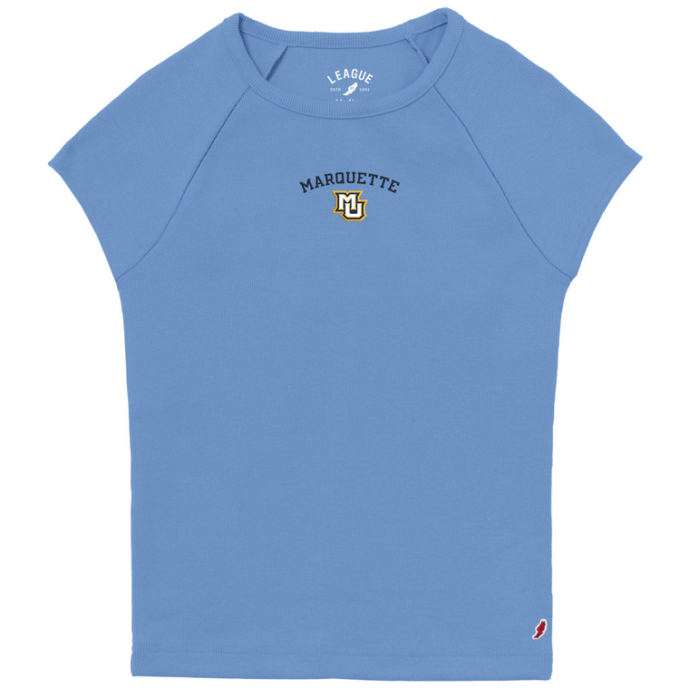 L2 Women's Retro Rib Baby Doll Tee Blue