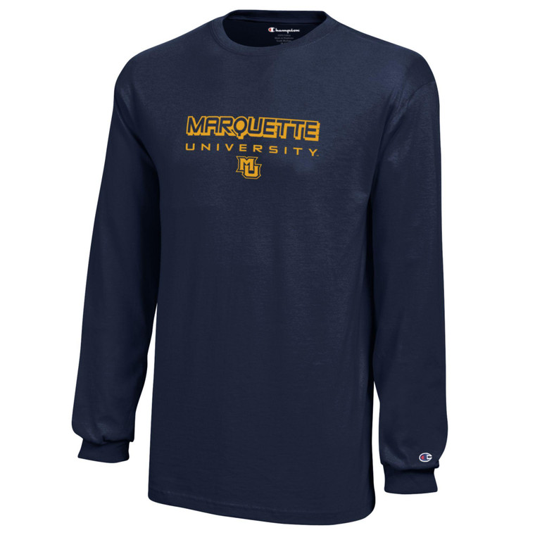 Champion Youth Outline Long Sleeve Tee Navy