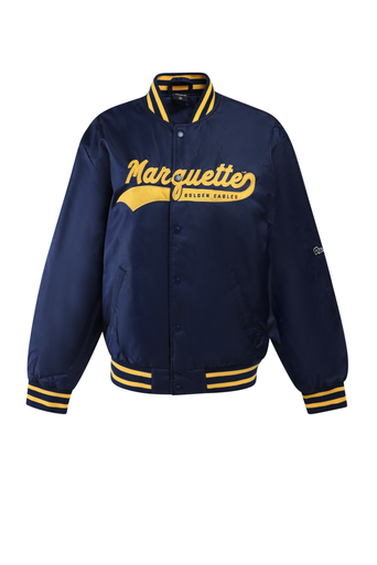 Hype & Vice Women's A-Game Varsity Jacket - Navy - MARQUETTE