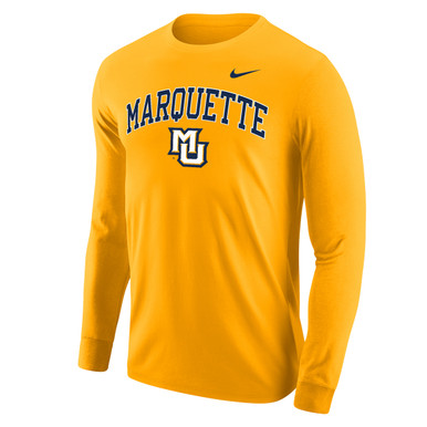 Marquette Over MU Long Sleeve T-Shirt Gold - MARQUETTE UNIVERSITY