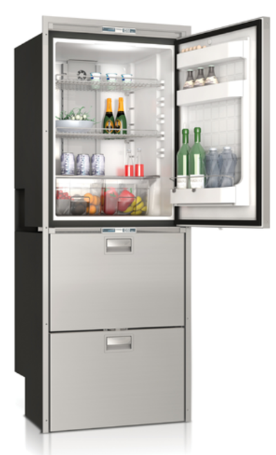 Vitrifrigo DW360IXD1-EX1V-1 10.6 cu. ft. Refrigerator (5.5 cu. Ft.)/2- Drawer Freezer w/ice maker/Refrigerator (5.1 cu. ft.), Stainless steel,Adj flange, LED interior lights, Dual internal units, 12/24v - 115/230VAC , 115V IM only OCX2