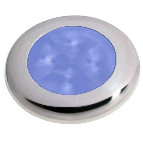 Hella Marine Slim Line LED 'Enhanced Brightness' Round Courtesy Lamp - Blue LED - Stainless Steel Bezel - 12V -980502221