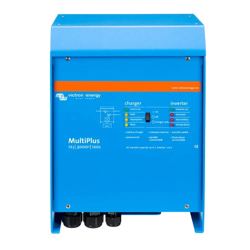Victron MultiPlus Inverter/Charger 12 VDC - 3000W - 120vAC w/120AMP Battery Charger - 50AMP Transfer Switch - PMP123021102