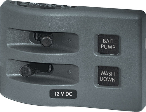 Blue Sea Weather Deck Panel 12v 2 Gang Switch Panel - 4303-BSS