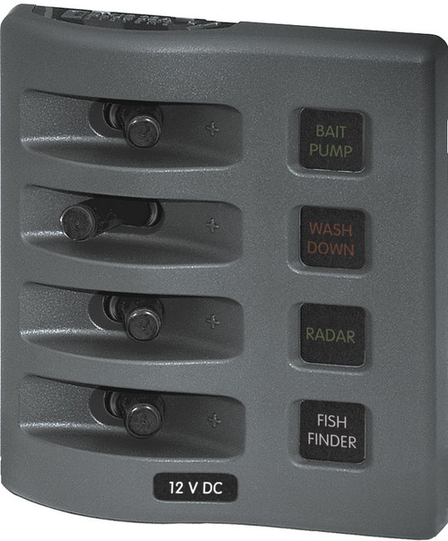 Blue Sea Weather Deck Panel 12v 4 Gang Fuse Panel - 4304-BSS