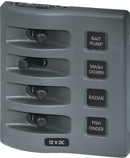 Blue Sea Weather Deck Panel 12v 4 Gang Switch Panel - 4305-BSS