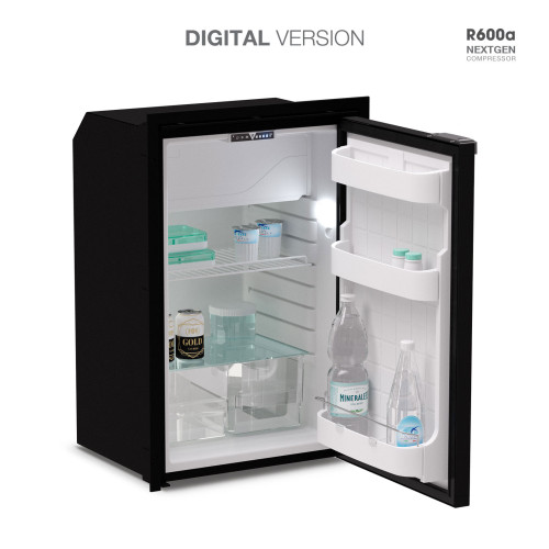 Vitrifrigo C95RBD3-EO-F  3.4 cu. ft. Refrigerator w/freezer compartment, Black, internal unit, Adjustable flange,  CHROMELOCK-DG, RIGHT HINGE, DC, 12/24V, UL