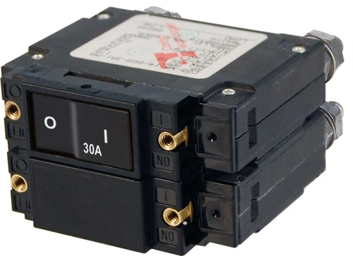 Blue Sea Systems C-Series Flat Rocker Circuit Breaker Double Pole 50A AC - 7561-BSS