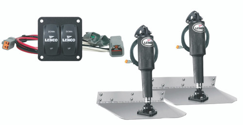 Lenco 12"x12" Standard Mount Trim tab Kit 12v Standard Integrated Switch - 15105-102