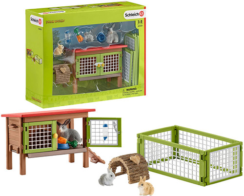 Farm World 42420 Rabbit Hutch and Bunny Playpen Set Schleich 20612